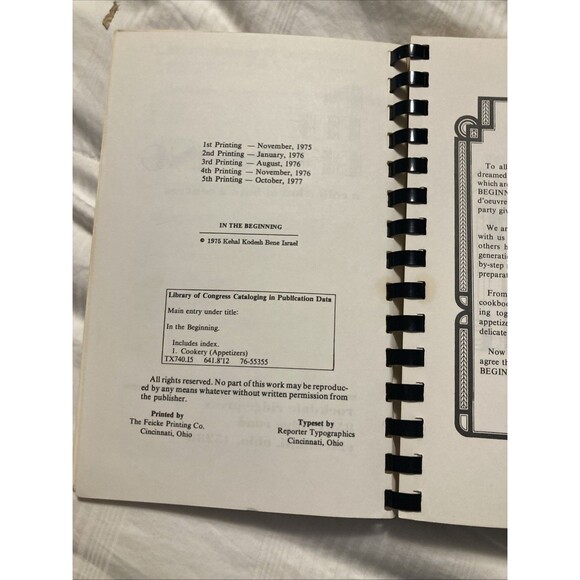 1977 In the Beginning a collection of hors d'oeuvres Cookbook Spiral Vintage - Picture 5 of 12